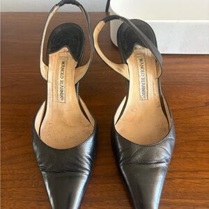 Vintage Manolo Blahnik Black Leather 7